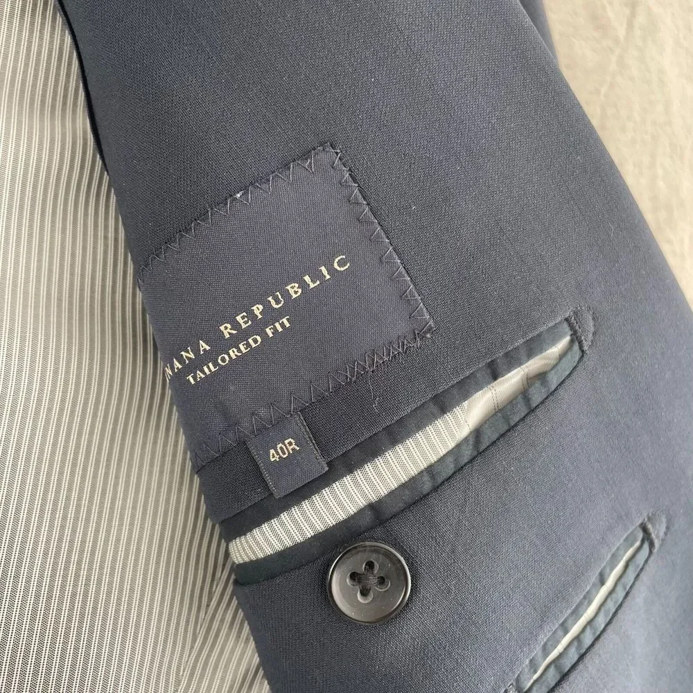 Banana‎ Republic Blazer Men 40R Navy F.LLI Cerruti Tailored Slim Fit Wool Blue